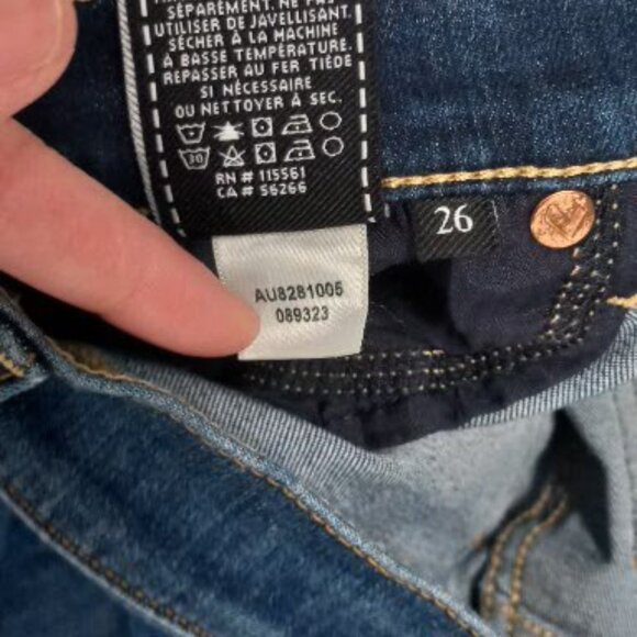 7 For All Mankind Asymmetrical Ankle Skinny Jeans Womens 26 Medium Blue - Picture 6 of 7